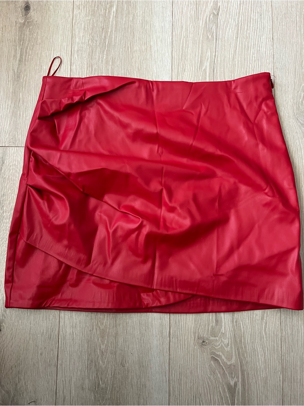 Zara Red Faux Leather Mini Skirt - Women
